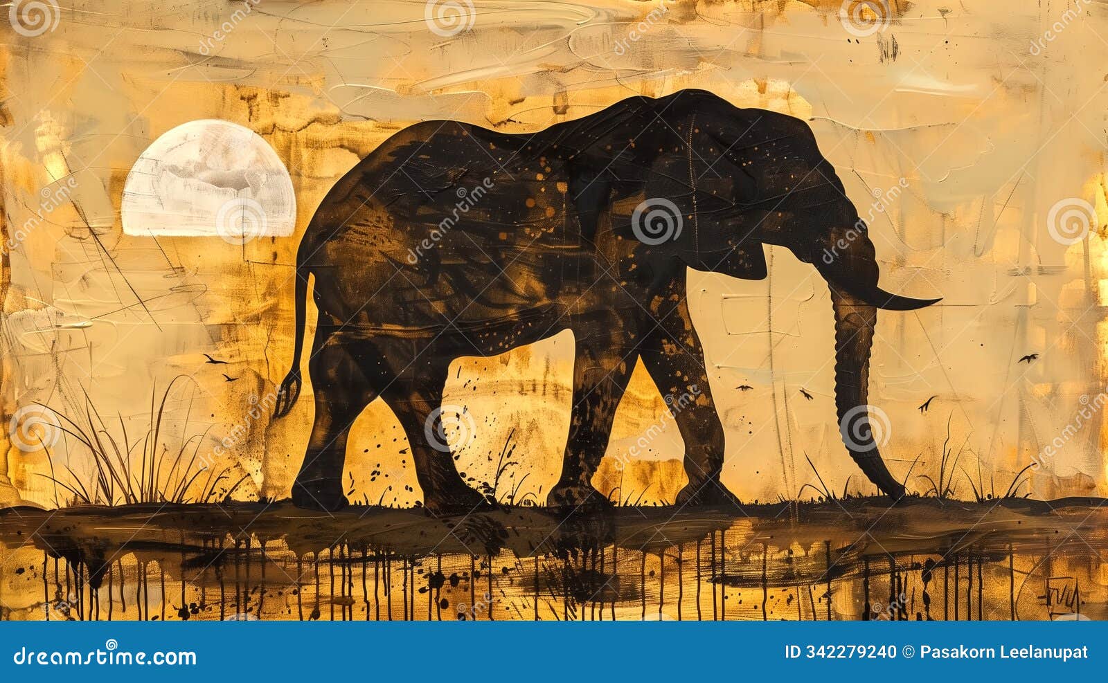 silhouette of an elephant walking through a savanna Ã¢â¬â under